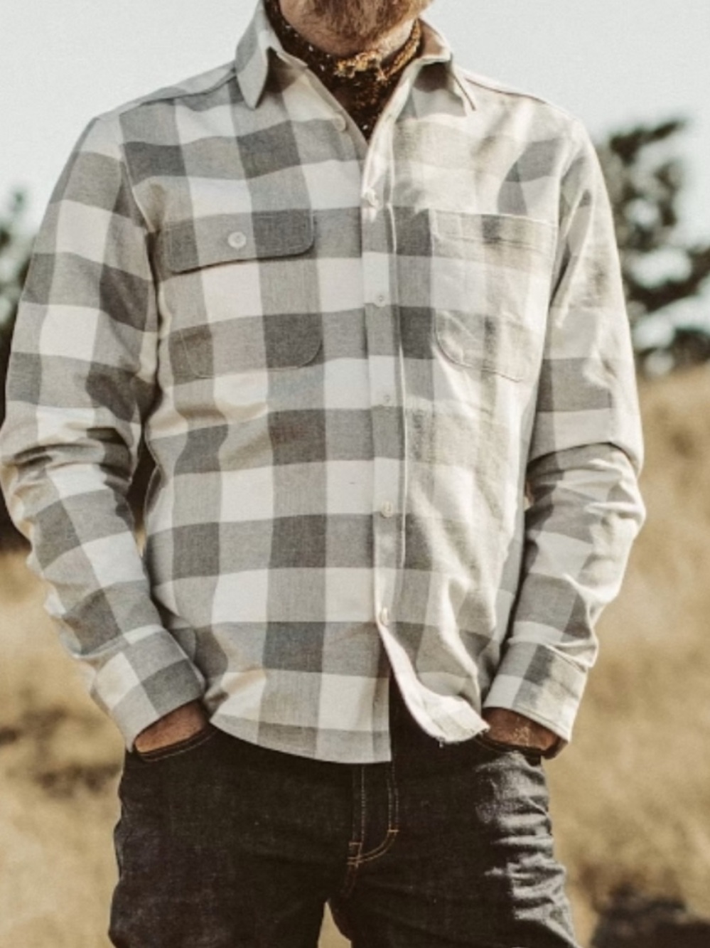 Taylor Stitch The Moto Utility Shirt Ash Plaid Size 42